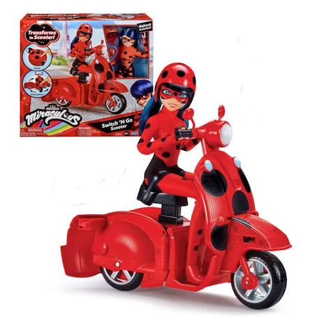 Scooter Miraculous Switch'n go + poupée articulée Ladybug Lucky Charm BANDAI 26 cm - P50668 ROUGE 1 - vertbaudet enfant 