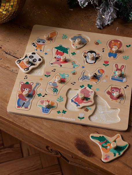 Puzzle boutons Les animaux joyeux en bois FSC® bois 1 - vertbaudet enfant 