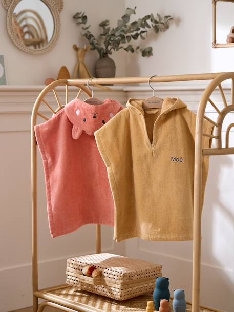 Poncho de bain bébé avec coton recyclé personnalisable Animaux abricot+beige+ocre 3 - vertbaudet enfant 