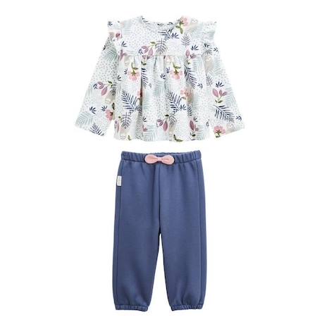 Ensemble bébé blouse et pantalon en molleton Naya BLEU 1 - vertbaudet enfant 