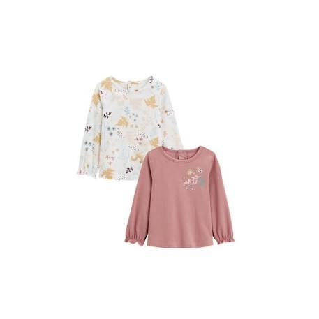 Lot de 2 t-shirts enfant manches longues - PETIT BEGUIN - Bloom - Rose - Coton - STANDARD 100 by OEKO-TEX ® ROSE 1 - vertbaudet enfant 