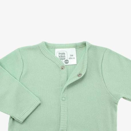 Pyjama - TROIS KILOS SEPT - Bébé Mixte - Vert sauge - Blanc - Maille côtelée BEIGE+BLANC 7 - vertbaudet enfant 