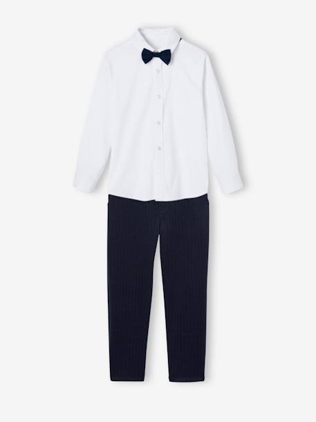 Ensemble Noël chemise + pantalon à chevrons + noeud pap' garçon noir 1 - vertbaudet enfant 