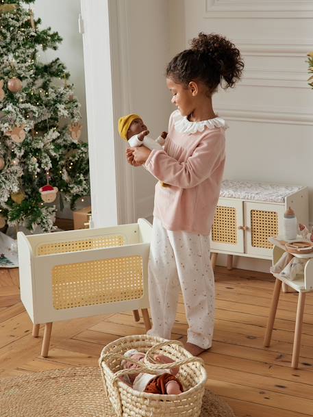 Lit poupon en bois FSC® et cannage POÉSIE blanc+multicolore 3 - vertbaudet enfant 