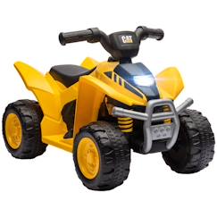 Jouet-Jeux de plein air-Véhicules enfant-Quad électrique pour enfant AIYAPLAY sous licence Caterpillar 6V 2,8 km/h avec klaxon, phares LED, pour 18-36 mois, Jaune