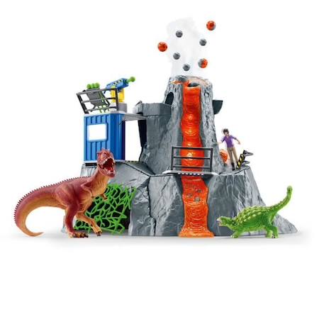 Expédition au grand Volcan, set de figurines dinosaures avec un volcan en éruption LED, une figurine de chercheuse et 2 jouets GRIS 2 - vertbaudet enfant 