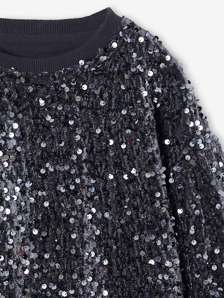 Sweat à sequin Noël fille anthracite 3 - vertbaudet enfant 