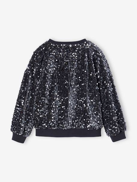 Sweat à sequin Noël fille anthracite 2 - vertbaudet enfant 