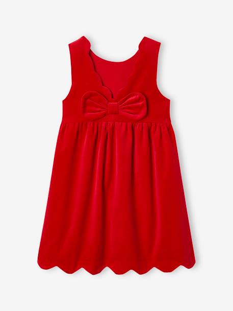 Robe de fête en velours lisse fille noeud au dos BLEU FONCE UNI+rouge 8 - vertbaudet enfant 