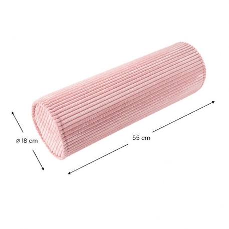 Coussin cilindre velours côtelé ROLL Pink Mousse ROSE 4 - vertbaudet enfant 