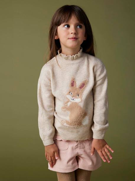 Pull jacquard animalier animé de paillettes fille  - vertbaudet enfant