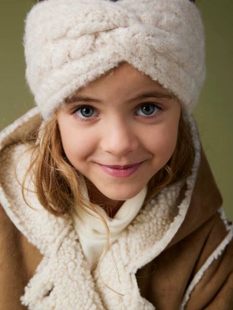 Manteau à capuche en peau lainée réversible fille marron 2 - vertbaudet enfant 