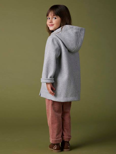 Manteau à capuche en lainage effet flanelle fille gris chiné 7 - vertbaudet enfant 