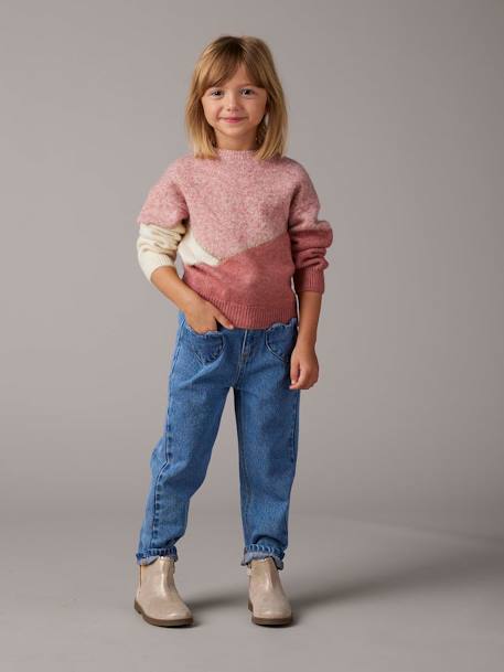 Fille-Pantalon-Jean paperbag fille poches coeur