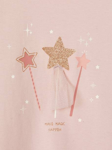 T-shirt de Noël baguettes magiques pailletées fille rose poudré 3 - vertbaudet enfant 