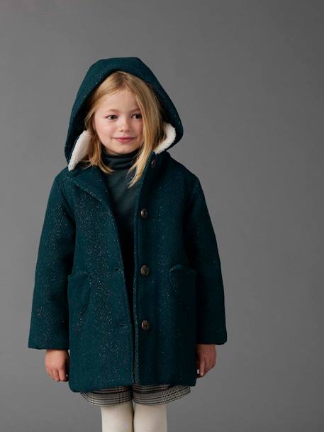 Manteau à capuche fille rose poudré+vert émeraude 7 - vertbaudet enfant 