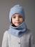 Ensemble bonnet + snood + moufles en maille torsadée mousseuse bleu grisé+ROSE 1 - vertbaudet enfant 