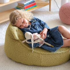 Chambre et rangement-Chambre-Pouf enfant ourson bouclette DOUDOU vert matcha