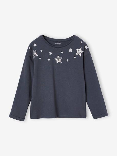 T-shirt de Noël étoiles brillantes fille anthracite 1 - vertbaudet enfant 