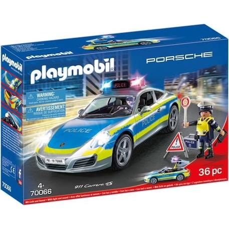 PLAYMOBIL 70066 Porsche 911 Carrera 4S Police, 2 policiers et accessoires, Effets sonores et lumineux, Dès 4 ans BLEU 1 - vertbaudet enfant 