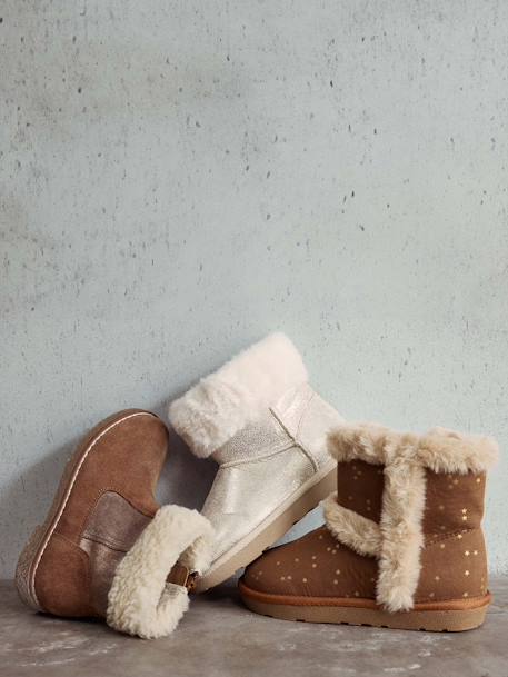 Boots déperlantes zippées fourrées fille' beige doré+marron 7 - vertbaudet enfant 