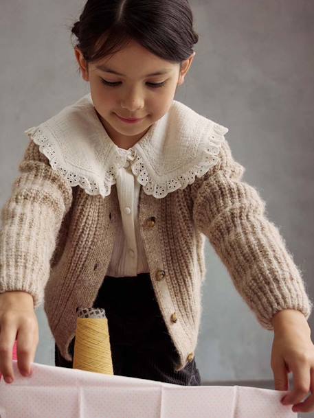 Chemise gaze de coton détails broderie anglaise fille écru 1 - vertbaudet enfant 