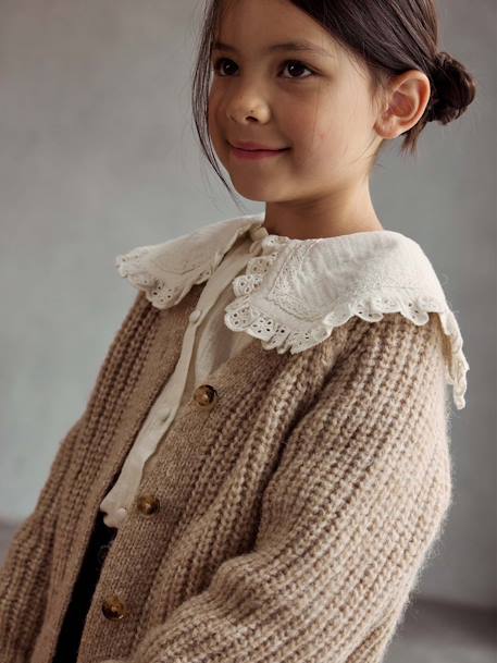 Chemise gaze de coton détails broderie anglaise fille écru 2 - vertbaudet enfant 