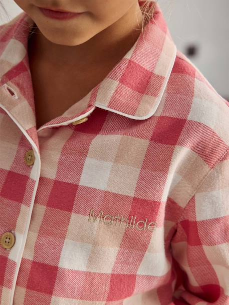 Pyjama à carreaux en flanelle fille personnalisable rose 7 - vertbaudet enfant 