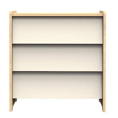 Commode 3 tiroirs façades meringue et bois décor chêne miel - Vanille BEIGE 1 - vertbaudet enfant 