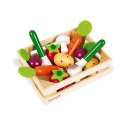 Jouet-Jeux d'imitation-Maison, bricolage et métiers-JANOD - Cagette de 12 légumes (bois) - Dès 3 Ans