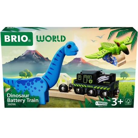 Brio Train à Piles Dinosaure - Train électrique - Dinosaure Inclus - pour circuit de train en bois - Dès 3 Ans - Brio World - 36096 MARRON 2 - vertbaudet enfant 