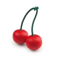 Jouet-Jeux d'imitation-Jeu d'imitation - ERZI - Paire de cerises en bois - Rouge et vert - Mixte - A partir de 3 ans