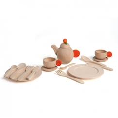 Jouet-Jeux d'imitation-Cuisines et dinette-Set de vaisselle - ERZI - Naturel - 16 pièces en bois pour enfant