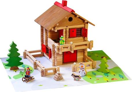 JEUJURA - Le Grand Chalet d'Alpage - Jeu de construction en bois naturel - 215 pièces BLANC 3 - vertbaudet enfant 