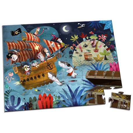 Puzzle enfant - JANOD - Chasse au trésor - 36 pièces - Valisette illustrée BLEU 4 - vertbaudet enfant 