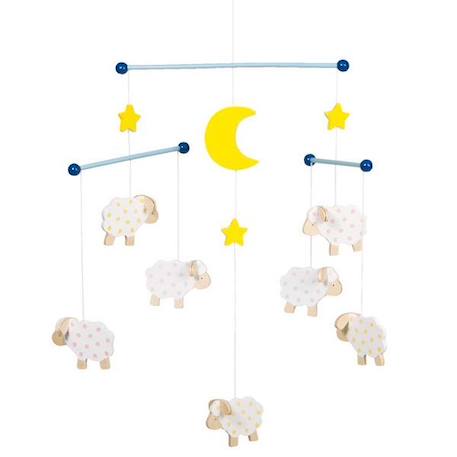 Mobile en bois - Goki - Petits moutons - Mixte - Bébé - Jaune JAUNE 1 - vertbaudet enfant 