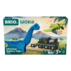 Jouet-Jeux d'imagination-Figurines, mini mondes, héros et animaux-Brio Train à Piles Dinosaure - Train électrique - Dinosaure Inclus - pour circuit de train en bois - Dès 3 Ans - Brio World - 36096