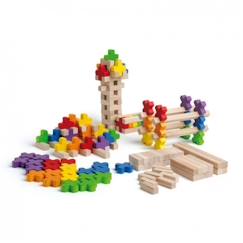 Jouet-Jeux d'imagination-Jeux de construction-Jeu de construction en bois - ERZI - Blocs et Croix de construction - Beige - 3 ans et plus - Mixte