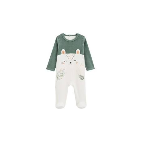 Pyjama bébé en velours Merlin - PETIT BEGUIN - Garçon - Kaki - Vert VERT 1 - vertbaudet enfant 