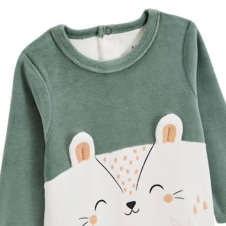 Pyjama bébé en velours Merlin - PETIT BEGUIN - Garçon - Kaki - Vert VERT 3 - vertbaudet enfant 