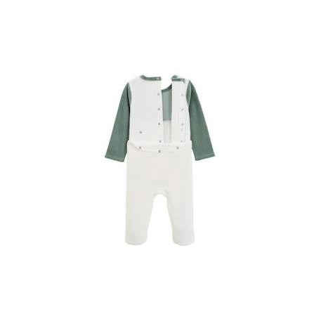 Pyjama bébé en velours Merlin - PETIT BEGUIN - Garçon - Kaki - Vert VERT 4 - vertbaudet enfant 