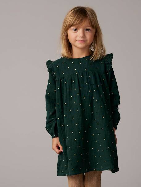 Robe à volants en tricot fille bleu nuit+rose poudré 9 - vertbaudet enfant 