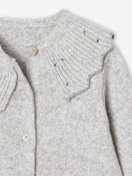 Gilet de fêtes col à strass fille gris chiné 3 - vertbaudet enfant 