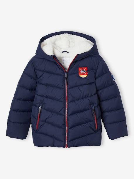 Doudoune à capuche ski garçon doublée sherpa marine 1 - vertbaudet enfant 