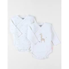 Bébé-Body-Ensemble de 2 bodies en coton poudré blanc