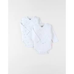 Ensemble de 2 bodies naissance en coton blanc  - vertbaudet enfant