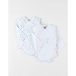 Ensemble de 2 bodies en coton poudré - blanc  - vertbaudet enfant