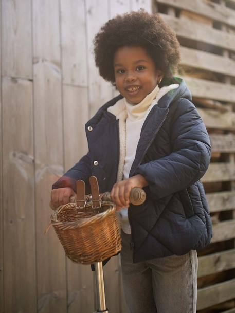 Doudoune à capuche doublée sherpa fille blush+marine 10 - vertbaudet enfant 