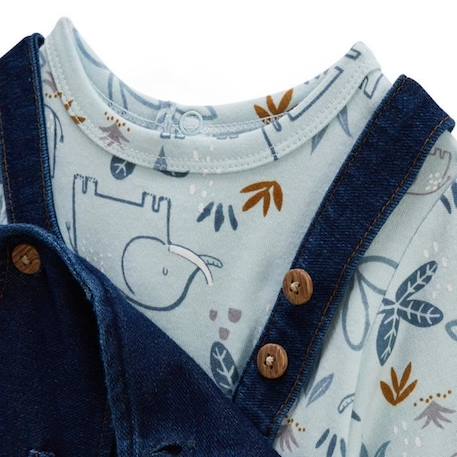 Salopette bébé en jean et t-shirt Blue Family - PETIT BEGUIN - Mixte - Bleu - STANDARD 100 by OEKO-TEX ® BLEU 3 - vertbaudet enfant 