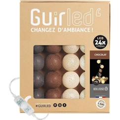 Guirlande lumineuse boules coton LED USB - Veilleuse bébé 2h - 3 intensités - 24 boules 2,4m - Chocolat  - vertbaudet enfant